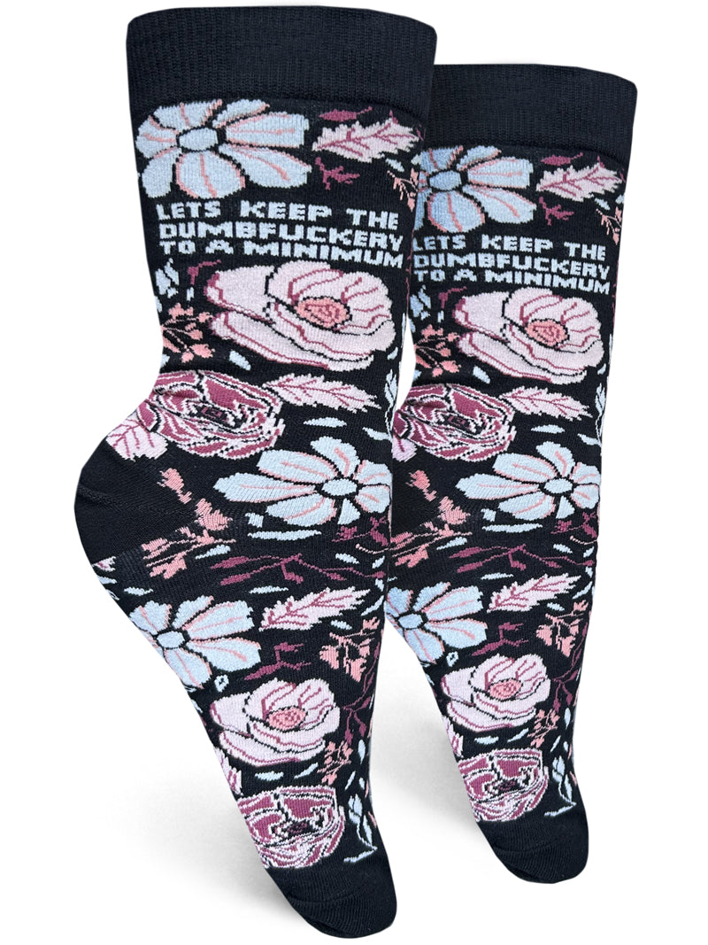 Lets Keep The Dumbfuckery To A Minimum Womens Crew Socks – Groovy Things co